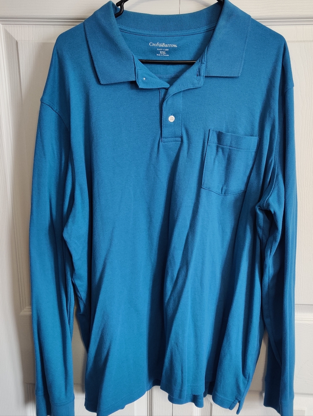 Croft And Barrow Mens XXL Teal Blue Long Sleeve Tee Shirt Button Down Sweater